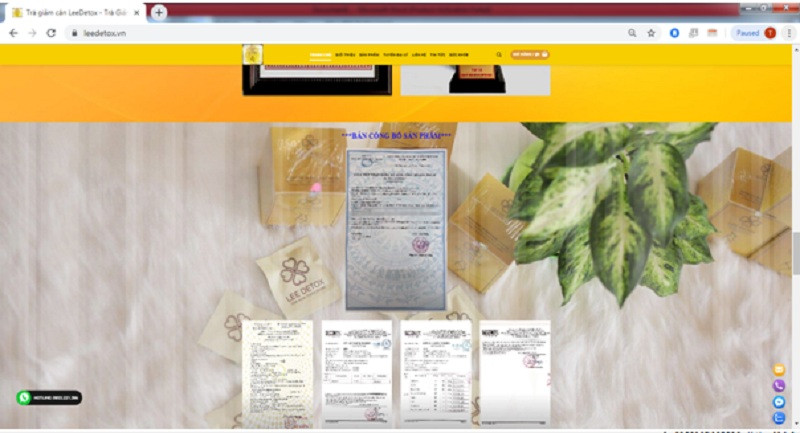 Tra giam can Lee Detox lap lo ten goi, khong duoc Cuc An toan cong bo san pham?