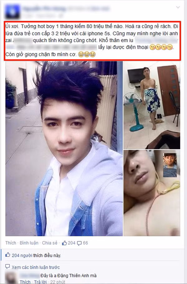 Hồi tháng 5 vừa qua, Thiên Anh dính phải một cú "phốt" khi trên mạng có người tố cậu quỵt tiền, không trả nổi tiền vé máy bay. Sự việc ồn ào của "hot boy Thiên Anh" và bạn trẻ Phú Quốc nhanh chóng nhận được sự quan tâm và chia sẻ. Nhiều người cho rằng Thiên Anh đang “nổ” về thu nhập của mình. Ngược lại Thiên Anh vẫn tự tin cho rằng mình có gì nói nấy, không ngại chỉ trích của những người chưa kịp tìm hiểu kĩ về mình.