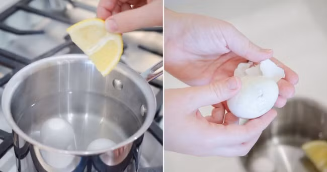 Để trứng luộc dễ bóc vỏ hơn, bạn có thể vắt một ít chanh hoặc cho một thìa baking soda vào nồi nước luộc.