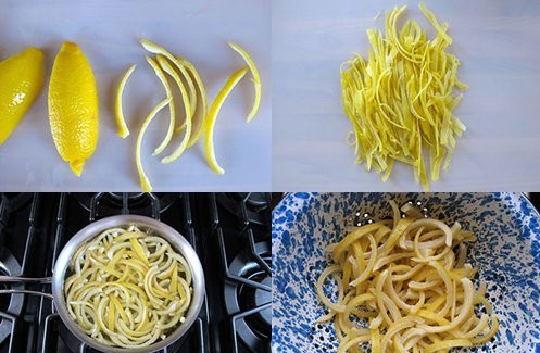 Khi vỏ cam có màu trong thì vớt ra cho lên bếp đun lần 2, cho thêm một chút nước lọc và nước cam vắt vào đun tới khi sền sệt, đường khô thành bột thì tắt bếp. Ảnh: Cachlam9.