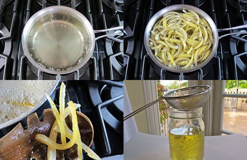 Làm mứt vỏ chanh cũng tương tự. Vỏ chanh bạn thái nhỏ thành sợi sau đó mang đi luộc sơ qua khoảng 2 lần cho bớt vị đắng. Ảnh: Monngonmoingay.