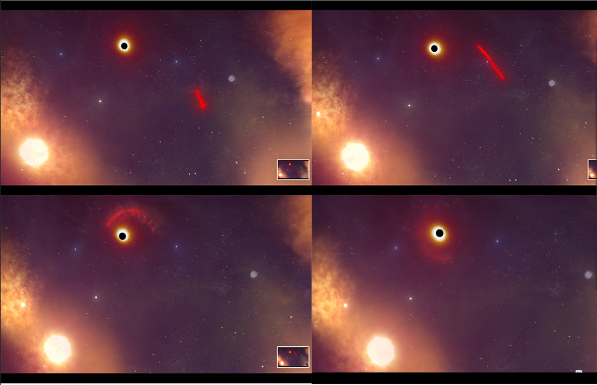 Sự biến đổi hình dạng này của X7 được cho là do tác động từ lực hút của hố đen Sagittarius (hố đen lớn nhất của thiên hà chúng ta). X7 đã quay xung quanh hố đen Sgr A* trong nhiều thập kỷ với tốc độ lên tới khoảng 700 dặm/giây; trong quá trình này, X7 đã bị kéo dài ra gấp nhiều lần.