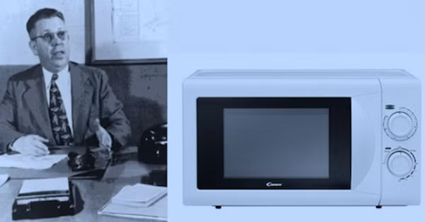 Sau đó, ông đã nghĩ ra cách quây nơi đó lại để giữ trường điện từ mật độ cao, và quan sát thấy rằng nó ngay lập tức làm nóng bất kỳ thực phẩm nào bên trong.