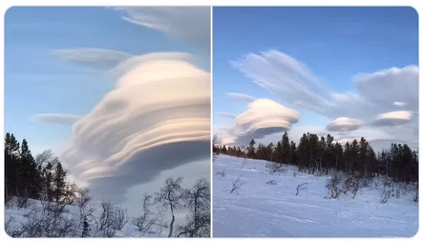 Thường rất hiếm khi xuất hiện hiện tượng mây thấu kính nhưng ở Nga, loại mây này có vẻ xuất hiện khá nhiều.