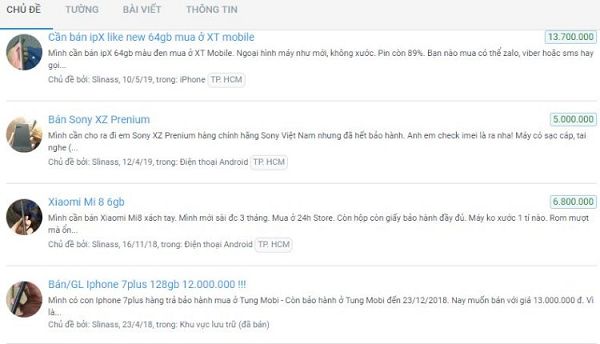 Xem lịch sử giao dịch của người bán sẽ giúp bạn yên tâm hơn khi đi mua hàng, việc người bán có lịch sử bán nhiều điện thoại, thời gian tham gia vào chợ bán hàng lâu sẽ an toàn hơn người chưa thực hiện giao dịch nào.