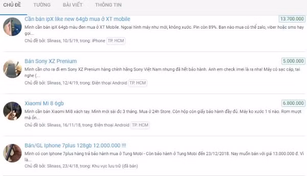 Xem lịch sử giao dịch của người bán sẽ giúp bạn yên tâm hơn khi đi mua hàng, việc người bán có lịch sử bán nhiều điện thoại, thời gian tham gia vào chợ bán hàng lâu sẽ an toàn hơn người chưa thực hiện giao dịch nào.