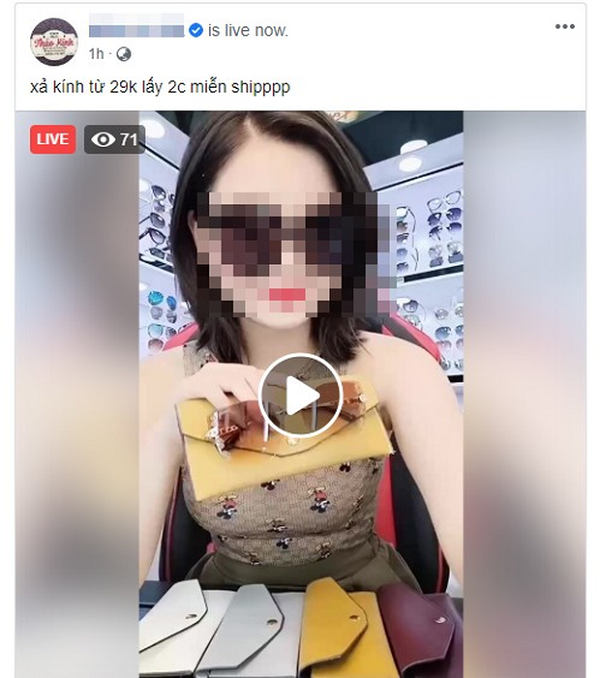 Fanpage tích xanh liên tục chạy quảng cáo và phát các video livestream bán các sản phẩm như kính mắt, đồng hồ.