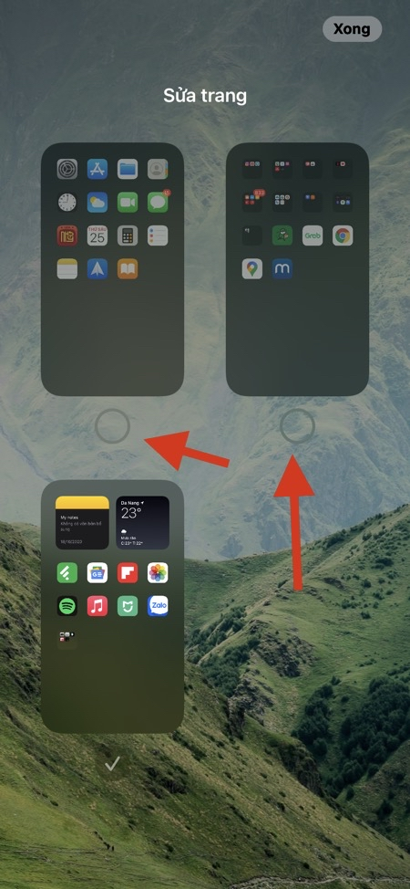 Nhấn giữ vào một khu vực trống trên homescreen để kích hoạt chế độ chỉnh sửa. Tiếp theo, chạm vào phần chỉ báo trang, sau đó chạm vào dấu check bên dưới từng trang homescreen bạn muốn ẩn đi. Hành động này sẽ không xoá các ứng dụng, thay vào đó sẽ chuyển chúng vào App Library.