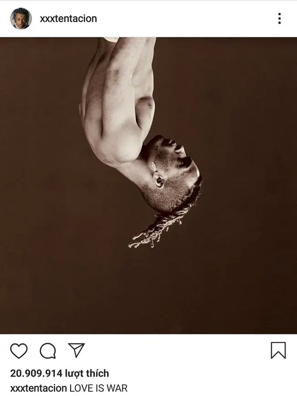 Ở vị trí thứ 2 trong bảng xếp hạng những bài đăng nhiều lượt thích nhất của Instagram là bài đăng cuối cùng của rapper XXXTentacion trước khi qua đời vào tháng 6/2018.