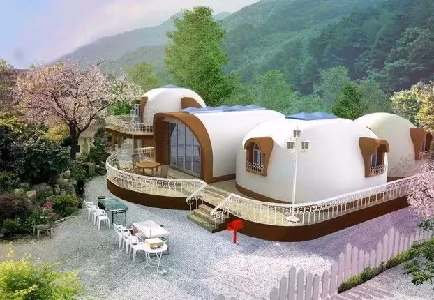 Một mô hình khách sạn được xây theo kiểu nhà mái vòm bằng xốp ở Nhật Bản. (Nguồn Sohu)