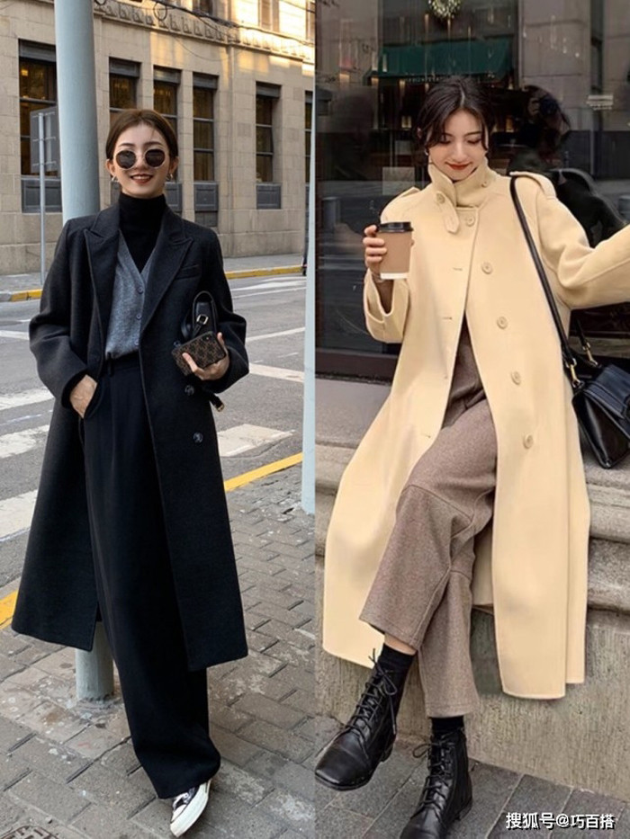 Áo khoác dài tông màu trung tính kết hợp quần ống đứng. Những món đồ mang tông màu trung tính như be, trắng, đen, xám... vừa đơn giản, dễ mặc lại khiến người mặc trông yêu kiều và thời thượng hơn.