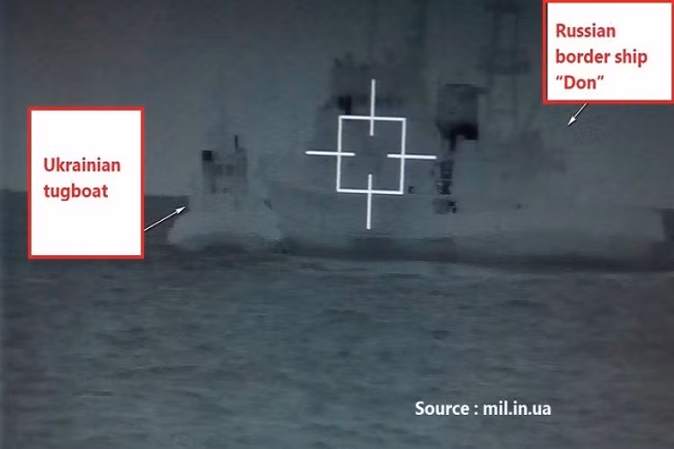 Vụ việc trên diễn ra hôm 25/11 vừa qua, khi một biên đội tàu hải quân của Ukraine di chuyển từ Biển Đen tiến vào eo biển Kerch với đích đến cuối cùng là thành phố cảng Mariupol nằm bên trong Biển Azov. Tuy nhiên, khi các tàu này chưa kịp vượt qua Kerch thì đã bị tàu tuần tra của biên phòng Nga chặn lại. Nguồn ảnh: Defence Blog.