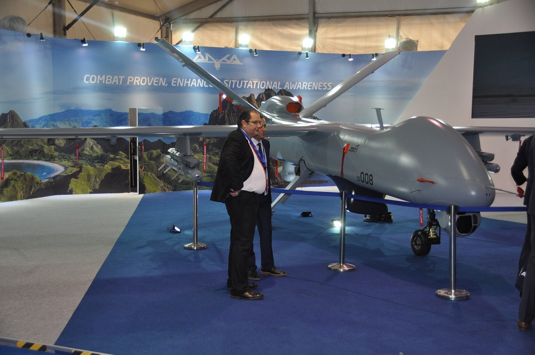 Máy bay trinh sát không người lái tầm xa TAI Anka của Thổ Nhĩ Kỳ tại IndoDefence 2018. Nguồn ảnh: bmpd.