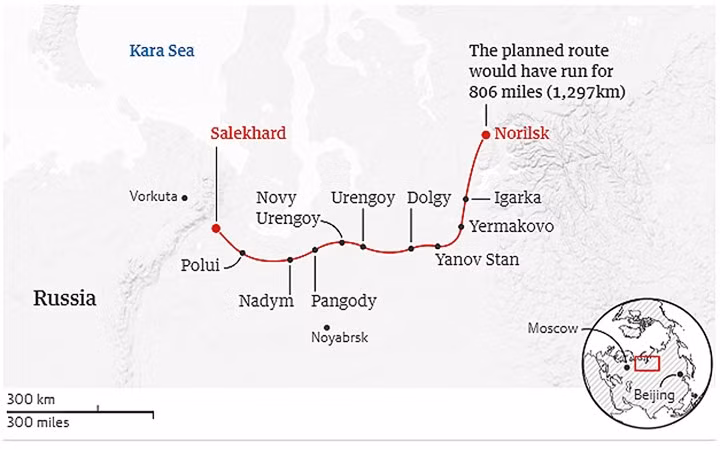 Tuyến đường sắt Liên Xô trên được nhà lãnh đạo Liên Xô Stalin khởi xướng năm 1947, dự kiến kết nối những vùng xa xôi hẻo lánh, địa hình hiểm trở của vùng gần Bắc cực.
