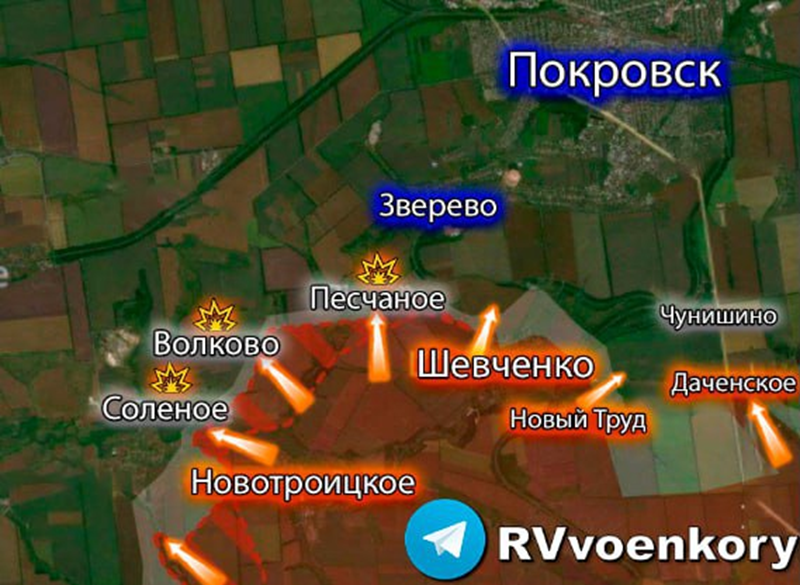 Tuyến phòng thủ cuối cùng của quân Ukraine ở phía nam Pokrovsk, bao gồm các khu vực Volkovo, Pishchane, Bershika và Dachensk, đã chịu phần lớn các cuộc tấn công từ quân Nga. Tuy nhiên, từ ngày 22 đến 23/12, quân Nga bất ngờ giảm nhịp độ tấn công tại ba khu vực đầu tiên, ngoại trừ Dachensk, nơi họ tăng cường áp lực tấn công. Ảnh: Telegram.