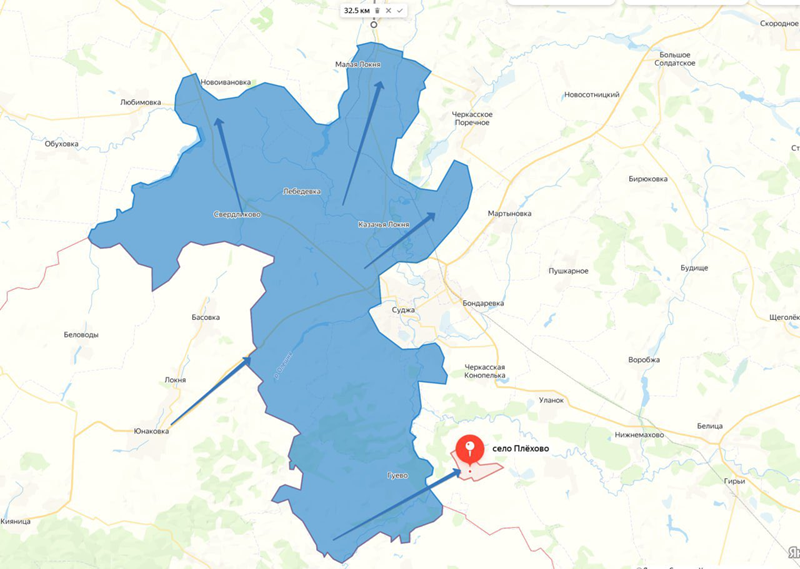 Do ngôi làng nằm ở giao lộ của hai con đường chính trong khu vực Kursk do Quân đội Ukraine kiểm soát nên sau khi chiếm vùng này, dù quân Nga tiến quân dọc theo đường lớn về phía đông hay phía nam, đều có thể thâm nhập sâu vào trung tâm lực lượng Ukraine, từ đó gây tổn thất nghiêm trọng cho họ. Tuy nhiên, điều ngược lại cũng có thể xảy ra, do đó ngôi làng này mang ý nghĩa chiến lược quan trọng. Ảnh: X.