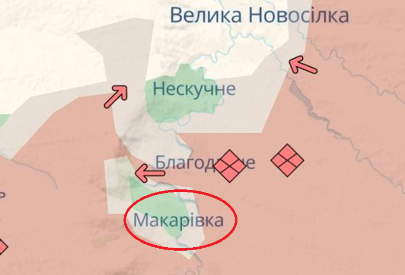 Vào ngày 23/12, các binh sĩ Nga đã hoàn thành việc bao vây khu vực Makarovka, tạo nên “chảo lửa” chính thức đầu tiên xung quanh Velikaya Novoselka. Trong vòng vây có thể có tới 80 binh sĩ của Lực lượng Vũ trang Ukraine (VSU). Ảnh: Strana.ua.
