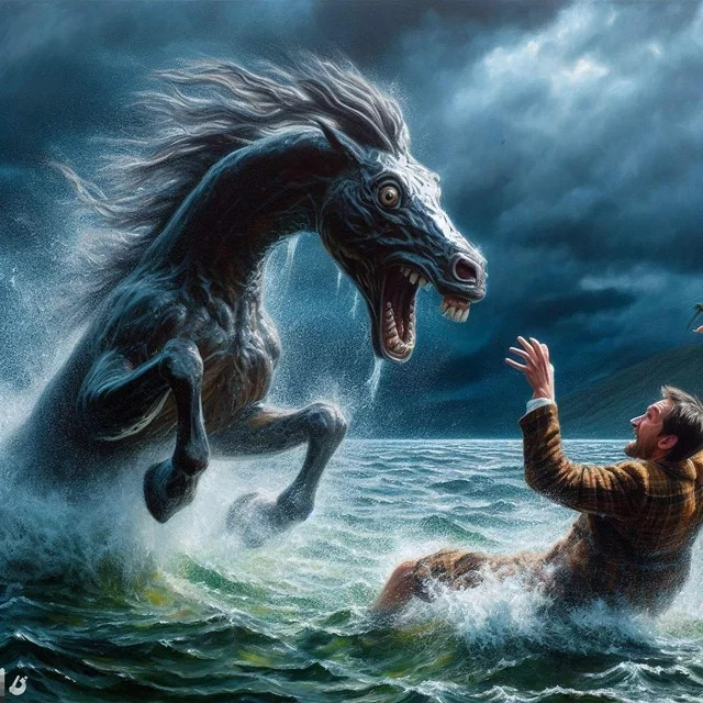 Kelpie có thể thay đổi hình dạng thành một chàng trai tuấn tú với ánh mắt bí ẩn, tóc ướt đẫm nước sông và cơ thể cơ bắp mạnh mẽ. Chính sự hoàn mỹ đó đã cuốn hút những thiếu nữ ngây thơ hiến thân và nghe lời, khiến họ không hề nghi ngờ rằng trước mặt mình không phải là một chàng trai si tình, mà là quái vật đội lốt người.