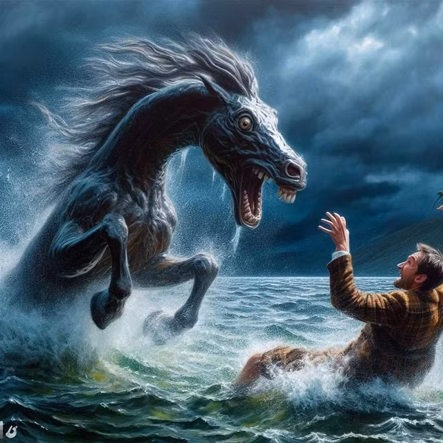 Kelpie có thể thay đổi hình dạng thành một chàng trai tuấn tú với ánh mắt bí ẩn, tóc ướt đẫm nước sông và cơ thể cơ bắp mạnh mẽ. Chính sự hoàn mỹ đó đã cuốn hút những thiếu nữ ngây thơ hiến thân và nghe lời, khiến họ không hề nghi ngờ rằng trước mặt mình không phải là một chàng trai si tình, mà là quái vật đội lốt người.