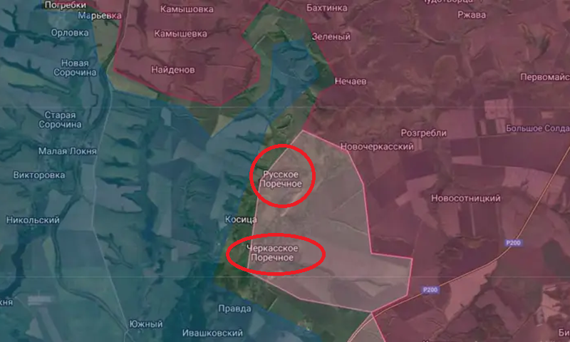 Để nhanh chóng chiếm được Kursk và với sự hỗ trợ từ lực lượng đồng minh, Quân đội Nga thậm chí đã áp dụng chiến thuật tấn công bằng các đội hình bộ binh lớn. Những cuộc tấn công bất chấp tổn thất này đã giúp Nga đạt được các tiến triển chiến thuật trên nhiều hướng. Theo báo cáo của Military Chronicle ngày 18/12, quân Nga gần như đã hoàn toàn giải phóng hai ngôi làng Russkoye Porechye và Cherkassy Porechye. Ảnh: Topwar.