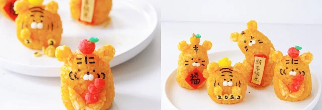 Trang trí thêm bằng củ từ xay nhuyễn và bột rau củ quả để làm thành các loại kẹo và táo nhỏ để trang trí.