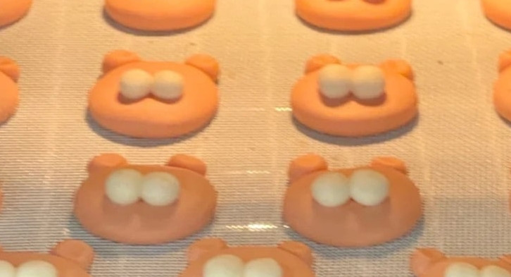 Xếp bột vào khay nướng, nướng bánh 170 độ C trong 18 phút.