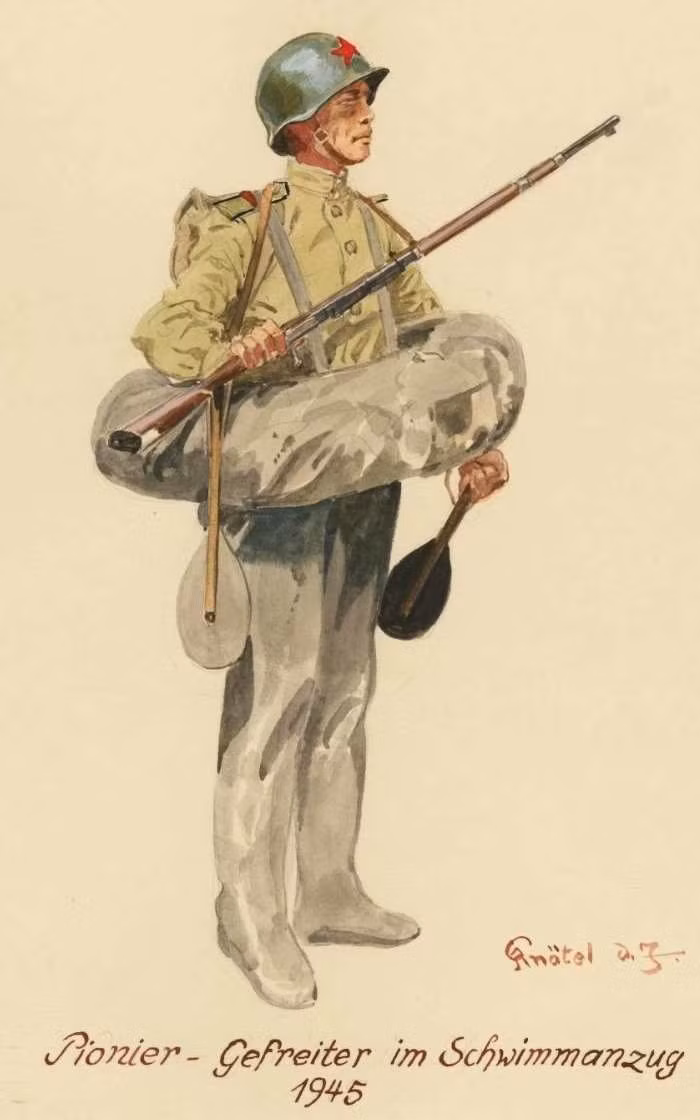 Chiến sĩ công binh tiền phương năm 1945. Ảnh: Englishrussia.com