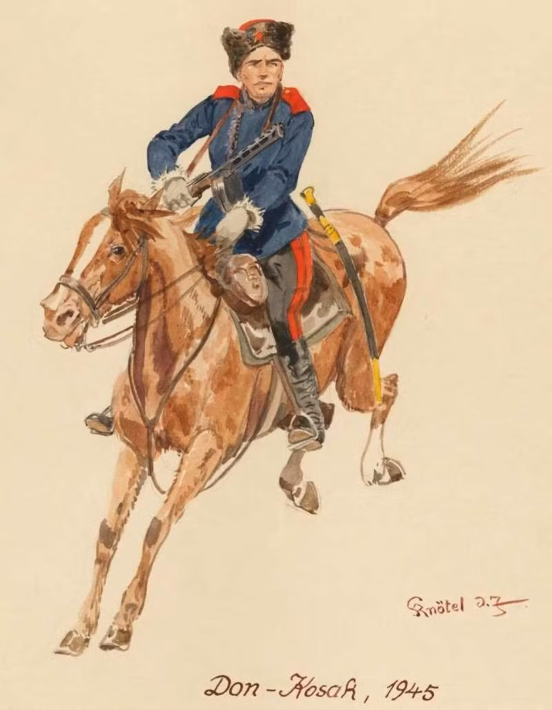 Kỵ binh Cossack vùng sông Don, 1945. Ảnh: Englishrussia.com