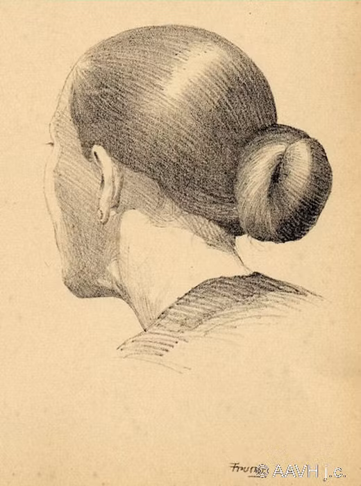 Kiểu tóc búi của phụ nữ Nam Kỳ. Ảnh: Aavh.org