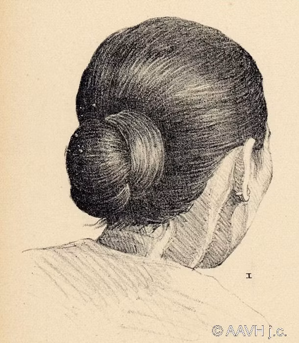 Kiểu tóc búi của phụ nữ Nam Kỳ. Ảnh: Aavh.org