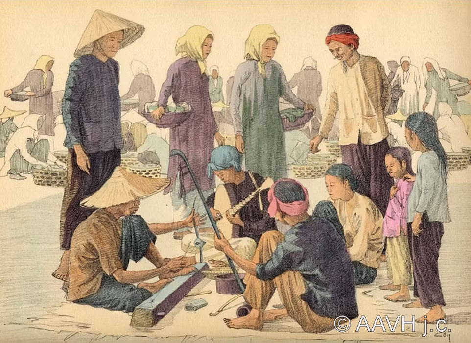 Gánh hát hành nghề giữa chợ. Ảnh: Aavh.org.