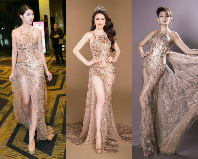 Jolie Nguyễn và siêu mẫu Võ Hoàng Yến từng rất nổi bật trong thiết kế trong suốt như gương. Ngay sau đó được Thư Dung “học theo” diện trong bộ ảnh thời trang của mình.