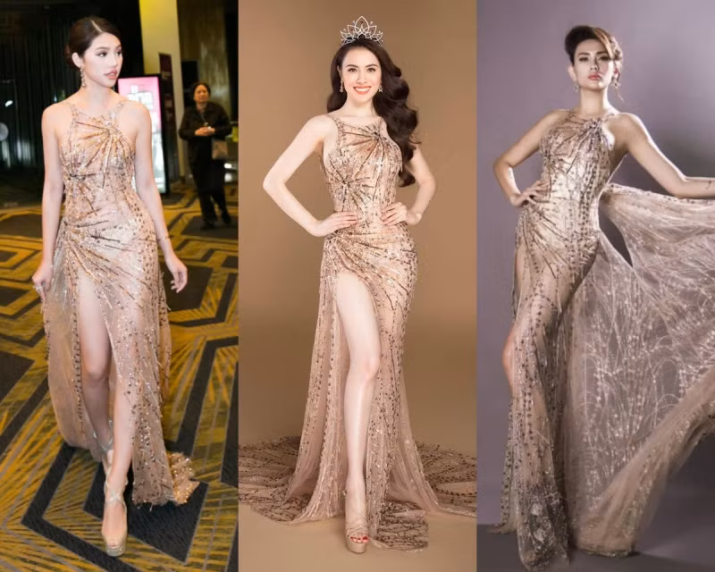 Jolie Nguyễn và siêu mẫu Võ Hoàng Yến từng rất nổi bật trong thiết kế trong suốt như gương. Ngay sau đó được Thư Dung “học theo” diện trong bộ ảnh thời trang của mình.