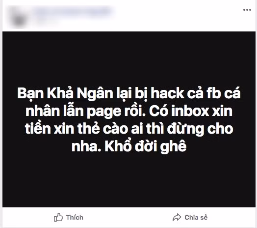 Facebook của Khả Ngân và Nam Thư cũng bị hack.