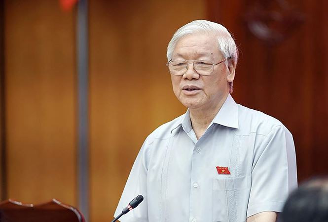 Tổng Bí thư Nguyễn Phú Trọng khẳng định cuộc chiến chống tham nhũng sẽ làm đến cùng - Ảnh: Hoàng Mạnh Thắng