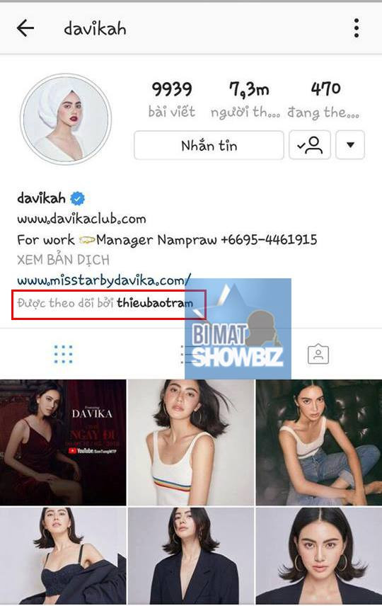 Thiều Bảo Trâm nhấn nút "follow" mỹ nhân Thái.