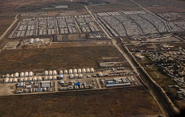 Khu trại tị nạn được Liên Hợp Quốc bảo vệ ở Malakal nhìn từ trên cao. (Nguồn ảnh: Al Jareeza).