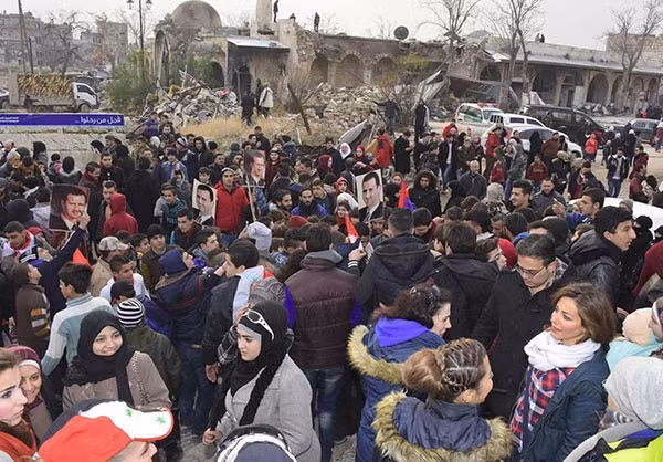 Bien nguoi tuan hanh mung chien thang tai thanh pho Aleppo