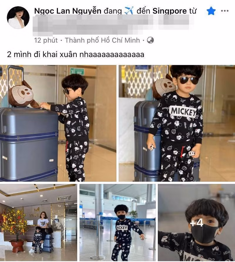 Nữ diễn viên Ngọc Lan thì quyết định đưa con trai Louis đi du lịch Singapore và cô không quên đeo khẩu trang cho bé Louis để bảo vệ sức khỏe.