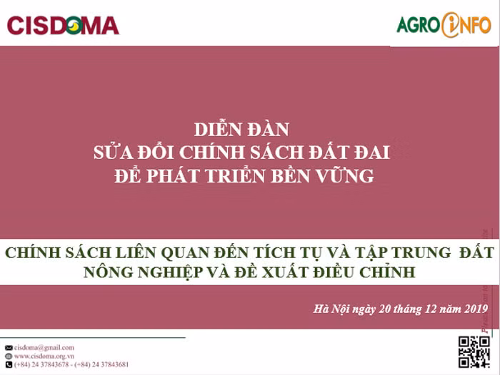 Chinh sach lien quan den tich tu va tap trung dat nong nghiep