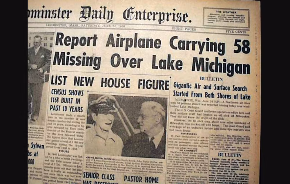 2. Chuyến bay 2501 của hãng hàng không Northwest Orient Airlines biến mất bí ẩn vào năm 1950. Đây là chuyến bay hàng ngày giữa hai thành phố New York City và Seattle của Mỹ. Ba phi hành đoàn và 55 hành khách có mặt trên chiếc máy bay xấu số này. Ảnh: The Richest.