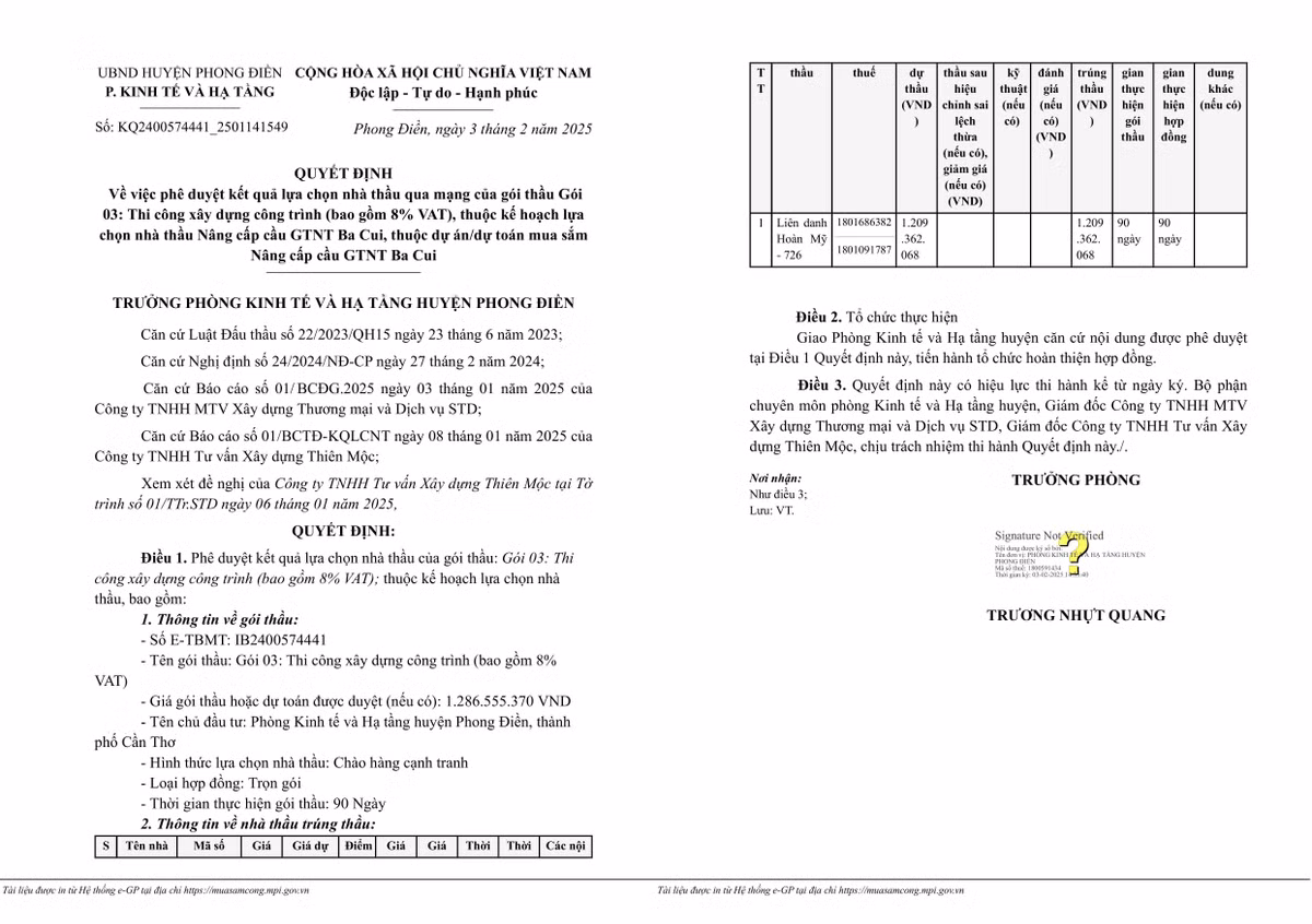 Can Tho: Lien danh Hoan My - 726 trung goi nang cap cau GTNT Ba Cui