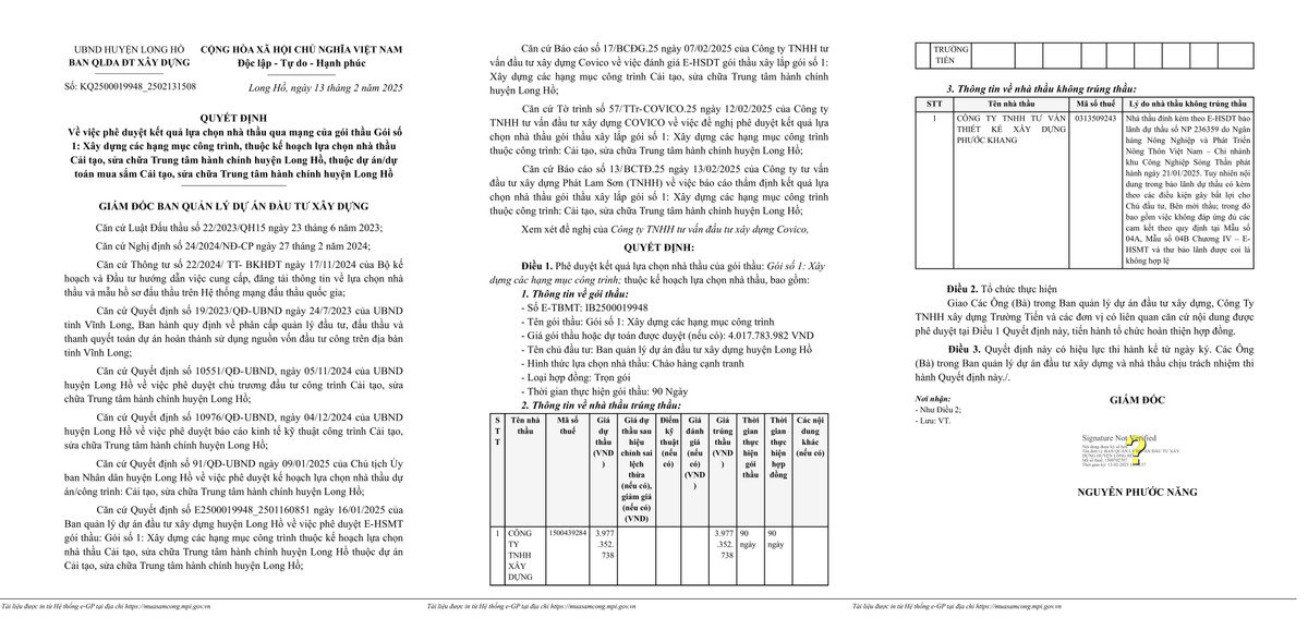 Vĩnh Long: Cty Trường Tiến trúng gói sửa chữa Trung tâm hành chính huyện Long Hồ Vinh Long: Cty Truong Tien trung goi sua chua Trung tam hanh chinh huyen Long Ho