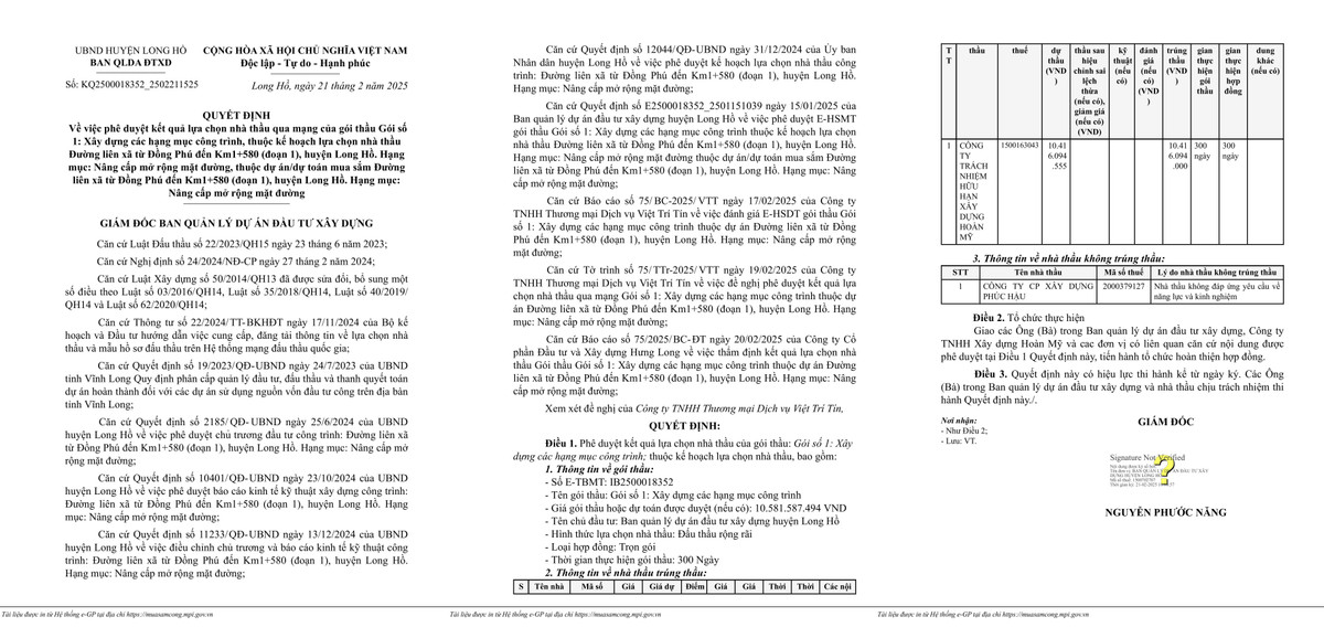 Vinh Long: Soi năng lực nhà thầu trúng gói xây dựng đường liên xã hơn 10 tỷ Vinh Long: Soi nang luc nha thau trung goi xay dung duong lien xa hon 10 ty