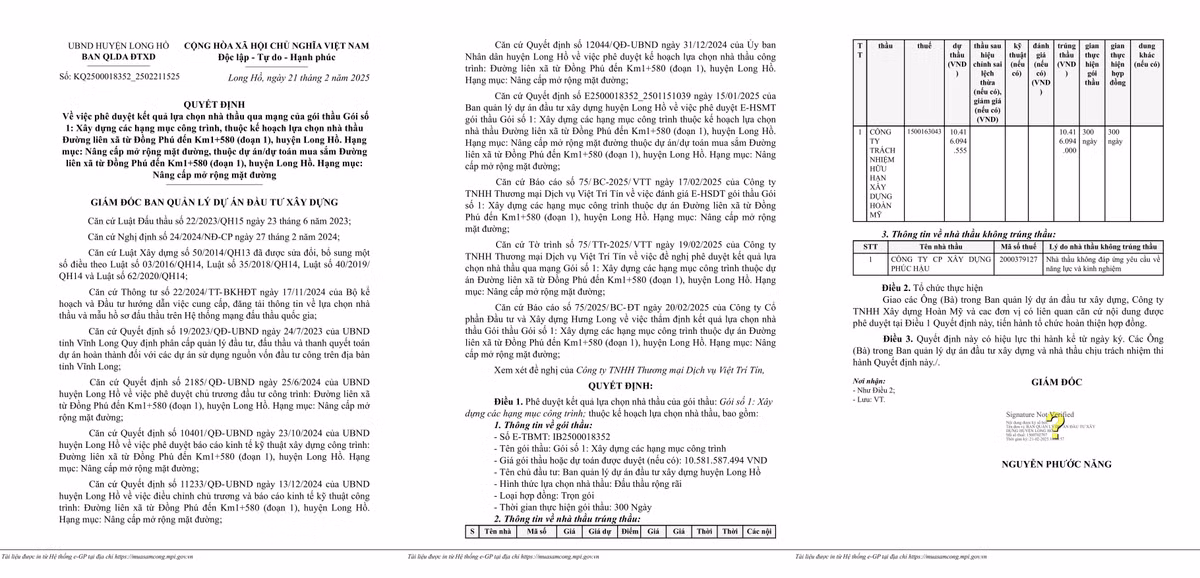 Vinh Long: Soi năng lực nhà thầu trúng gói xây dựng đường liên xã hơn 10 tỷ Vinh Long: Soi nang luc nha thau trung goi xay dung duong lien xa hon 10 ty