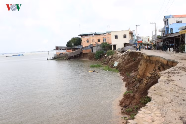 Hiện trường vụ sạt lở tại Mỹ Hội Đông, huyện Chợ Mới, tỉnh An Giang.