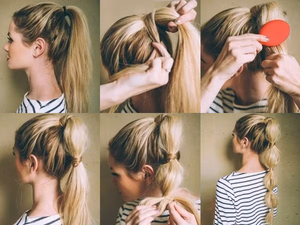 Bước 5, chị em nên xịt nhẹ keo xịt tóc lên đầu sau khi hoàn thiện. Vuốt nhẹ các nếp tóc bằng một chiếc lược nhỏ.