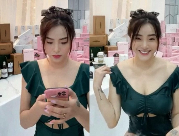 Nữ ca sĩ thường chọn thiết kế có khoảng hở, phô trọn những đường cong hấp dẫn trên cơ thể. Táo bạo đến mức, Hải Băng sẵn sàng mặc đồ bơi, đồ ngủ, nội y để livestream trên trang cá nhân nhằm thu hút lượng tương tác.