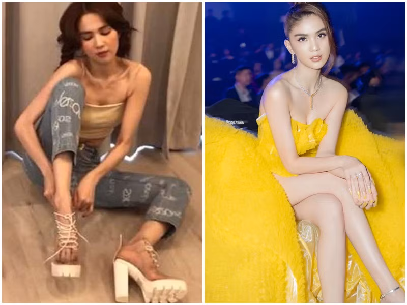 Ngọc Trinh từng gầy đến mức trơ cả xương ngực, cánh tay khẳng khiu. Dù bị chê thiếu sức sống nhưng chân dài gốc Trà Vinh vẫn muốn giữ vóc dáng thon gầy.