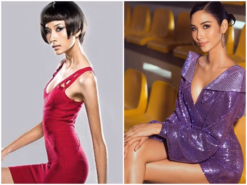 Hoàng Thùy từng có thời gian gầy thảm hại. Khi tăng cân, nàng á hậu sở hữu body vô cùng nuột nà. Nhờ sự "lột xác", Hoàng Thùy từ người mẫu trở thành á hậu. Ảnh: Người đưa tin